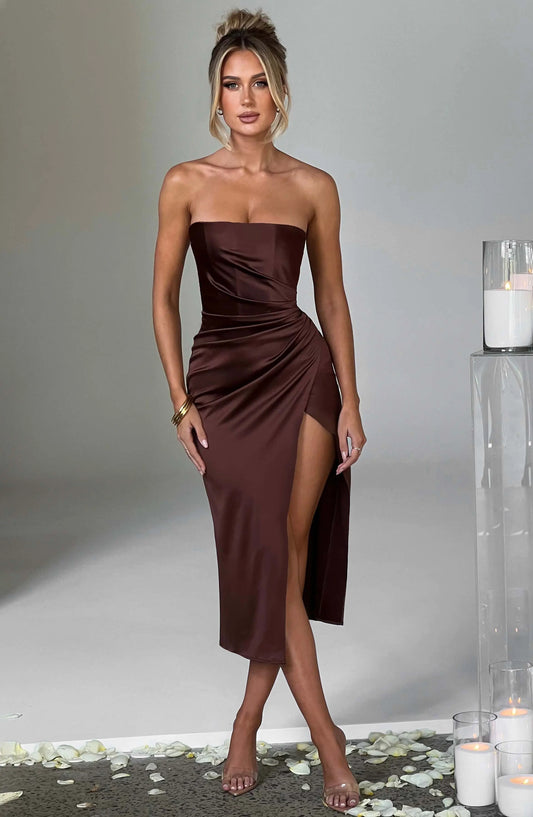 Inez Midi Dress - Chocolate Dress XS Babyboo Fashion Premium Exclusive Design