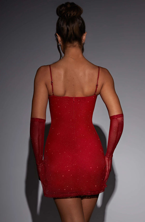 Pixie Mini Dress - Red Sparkle