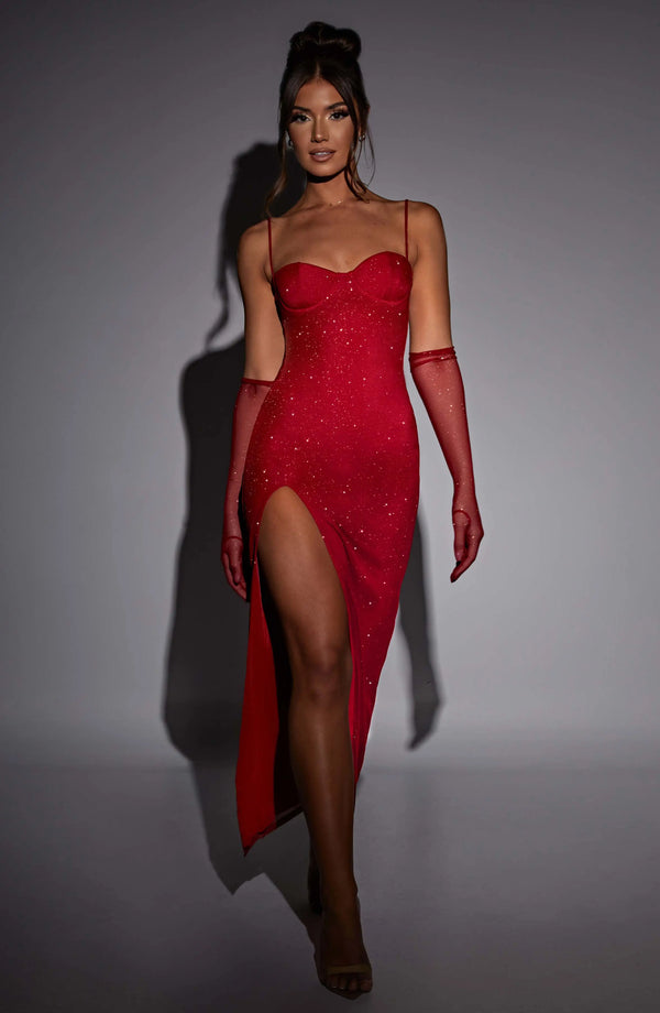 Trixie Maxi Dress - Red Sparkle Dress XS Babyboo Fashion Premium Exclusive Design